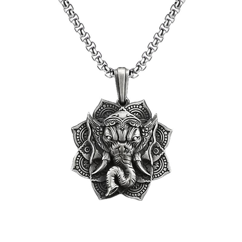 Buddha Stones Pure Tin Ganesh Ganpati Elephant Protection Amulet Necklace Pendant - Ganesh Pendant&Common Chain - image 3
