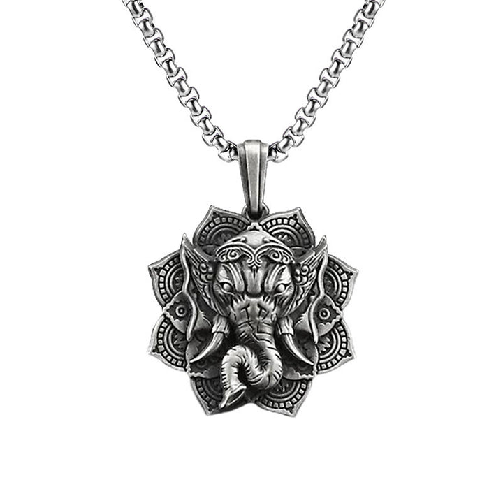 Buddha Stones Pure Tin Ganesh Ganpati Elephant Protection Amulet Necklace Pendant - Ganesh Pendant&Common Chain - image 3