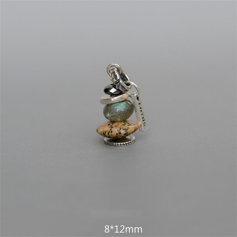Buddha Stones Zen Cairn Labradorite Various Crystals Calm Pendant Necklace - Hematite&Labradorite&Landscape Stone Pendant 8*12mm - image 12