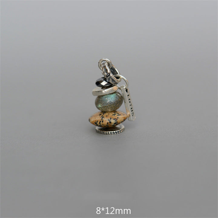 Buddha Stones Zen Cairn Labradorite Various Crystals Calm Pendant Necklace - Hematite&Labradorite&Landscape Stone Pendant 8*12mm - image 12
