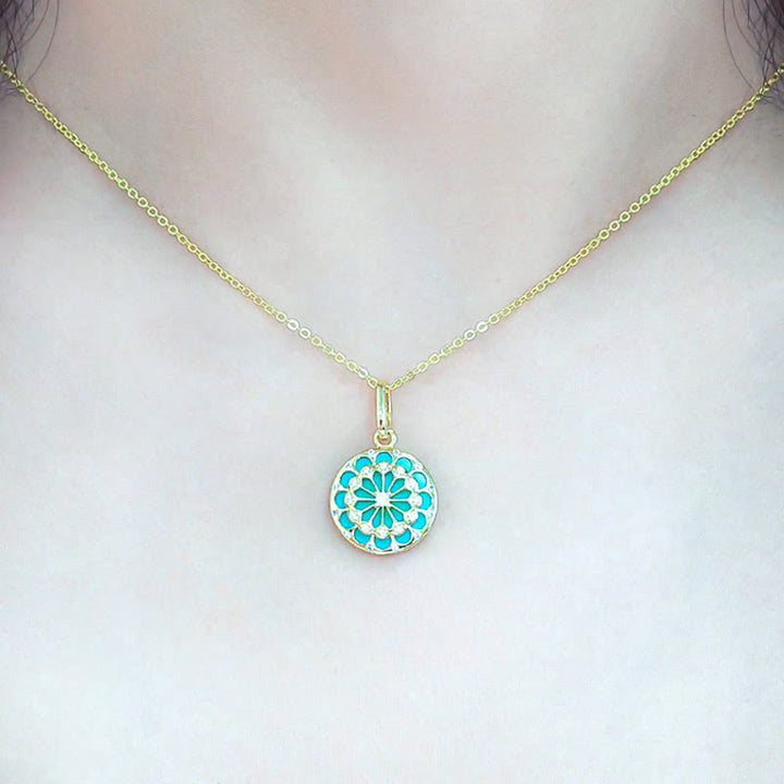 Buddha Stones 925 Sterling Silver Round Turquoise Zircon Protection Strength Necklace Pendant - image 5