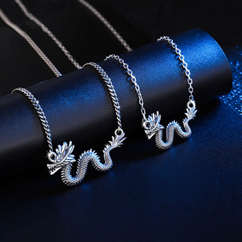 Buddha Stones 925 Sterling Silver Year Of The Dragon Auspicious Dragon Protection Chain Necklace Pendant - image 1