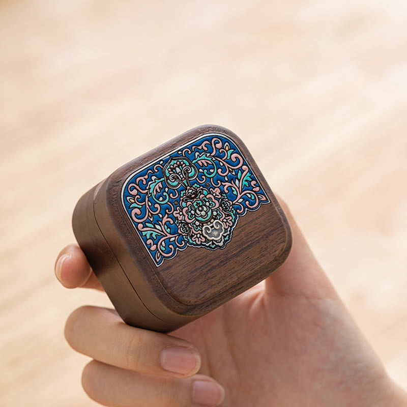 Retro Handmade Black Walnut Wood Ring Jewelry Storage Box Leaf Wooden Gift Box - image 3