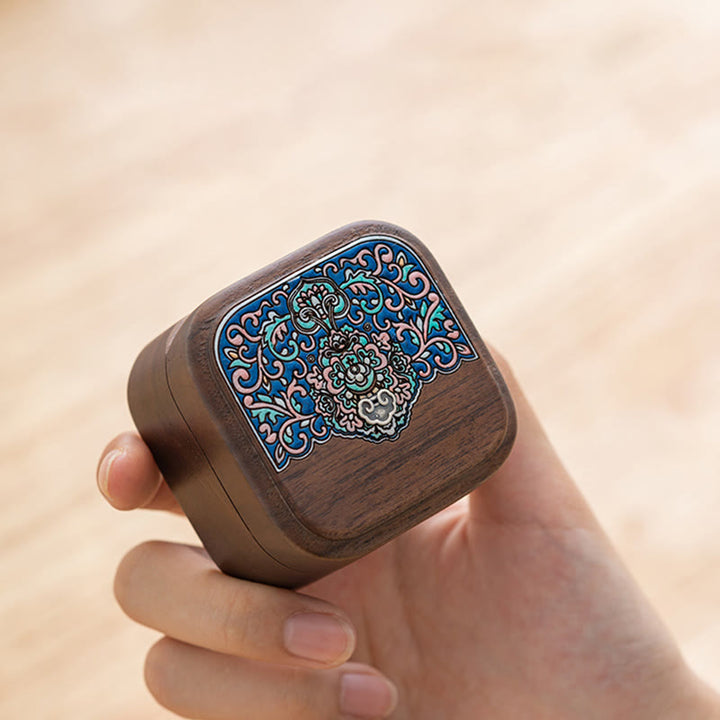 Retro Handmade Black Walnut Wood Ring Jewelry Storage Box Leaf Wooden Gift Box - image 3