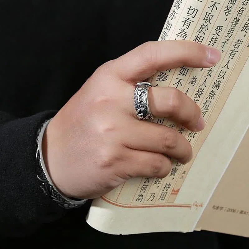 Buddha Stones Guan Gong Auspicious Clouds Amulet Wealth Ring - image 4