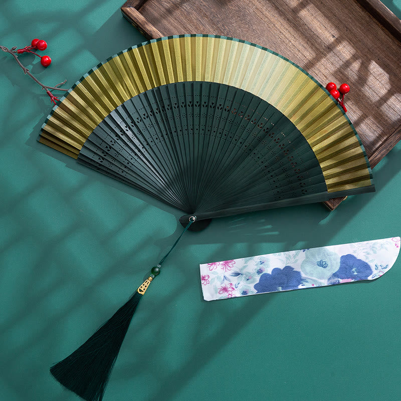 Buddha Stones Gradient Handheld Bamboo Folding Fan - image 6