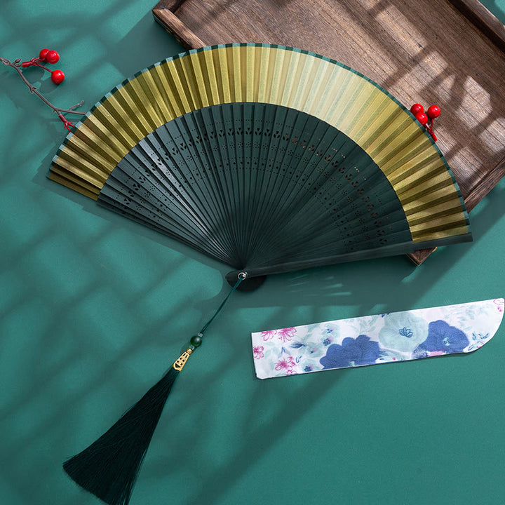 Buddha Stones Gradient Handheld Bamboo Folding Fan - image 6