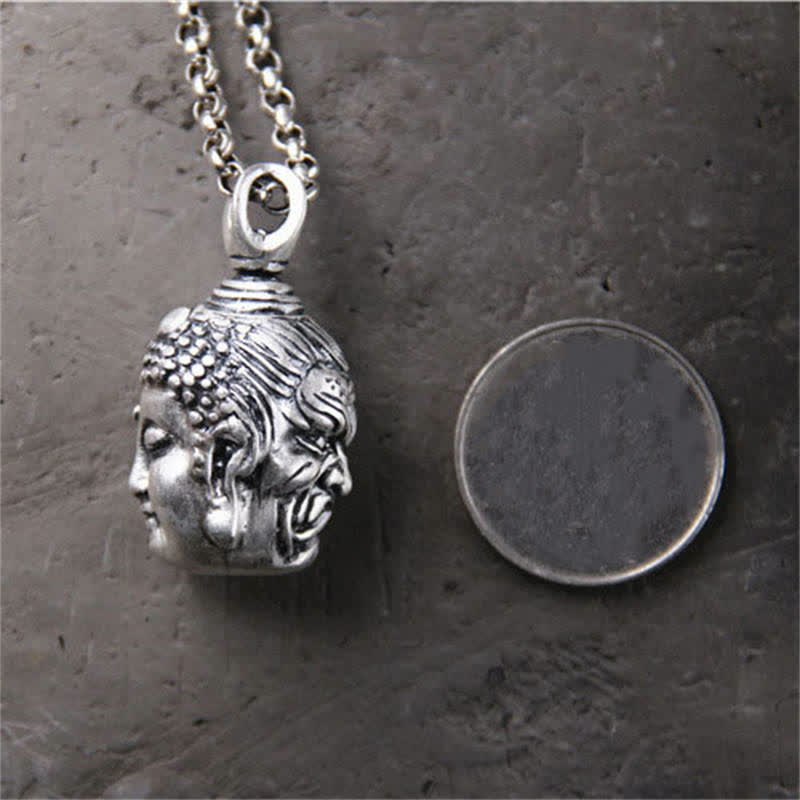 Buddha Stones 999 Sterling Silver Buddha Demon Serenity Necklace Pendant - image 5
