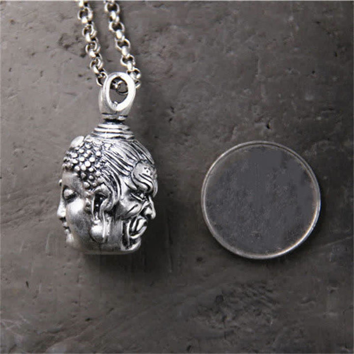 Buddha Stones 999 Sterling Silver Buddha Demon Serenity Necklace Pendant - image 5