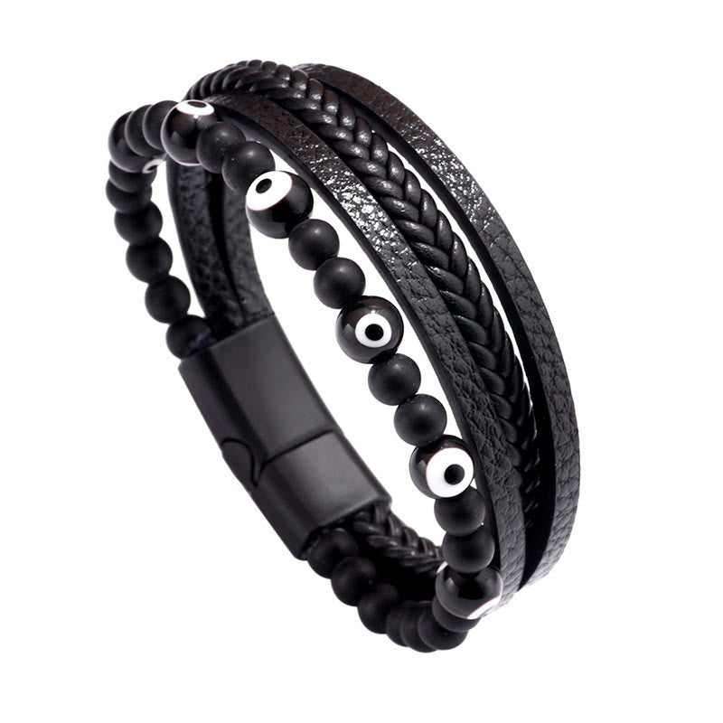 Buddha Stones Evil Eye Tiger Eye Protection Beaded Multilayered Braided Bracelet - image 8