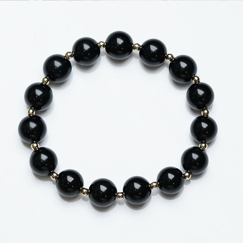 Buddha Stones 2Pcs Black Onyx Bead Support Protection String Bracelet - image 3