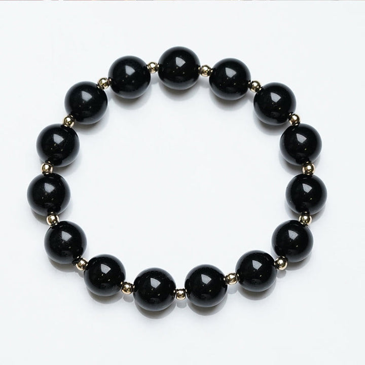 Buddha Stones 2Pcs Black Onyx Bead Support Protection String Bracelet - image 3
