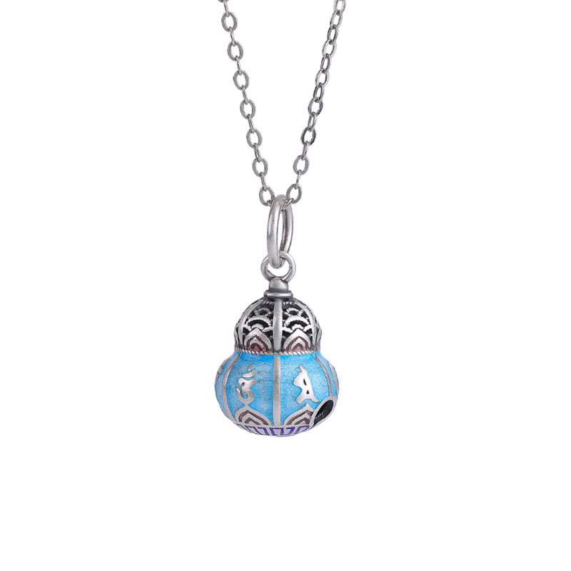 Buddha Stones 999 Sterling Silver Om Mani Padme Hum Engraved Gourd Design Wisdom Necklace Pendant - image 5