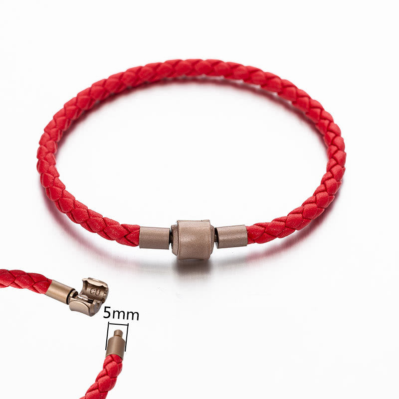 Buddha Stones Vintage Leather Rope Luck Braid String Bracelet - 4mm Red 19cm - image 6