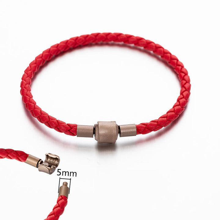 Buddha Stones Vintage Leather Rope Luck Braid String Bracelet - 4mm Red 19cm - image 6