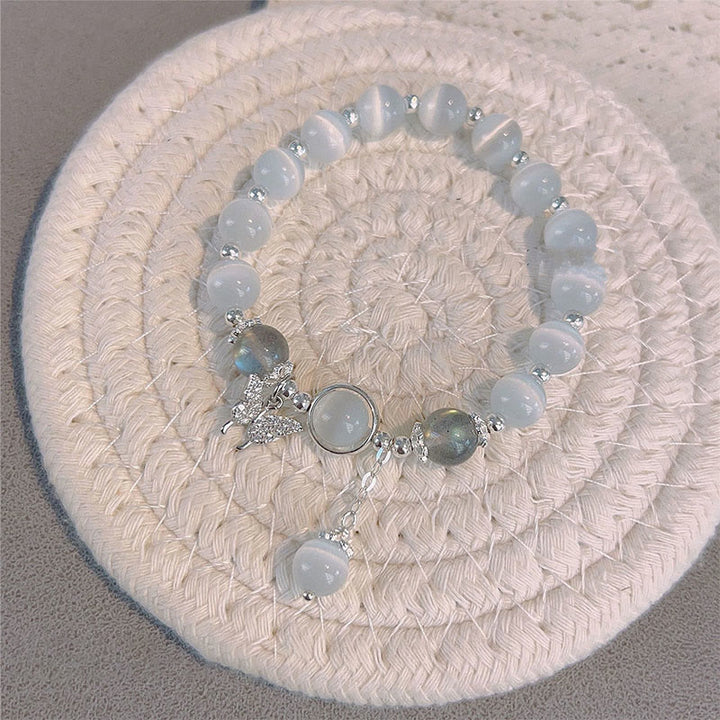 Buddha Stones Cat's Eye Moonstone Butterfly Star Charm Support Bracelet - image 10