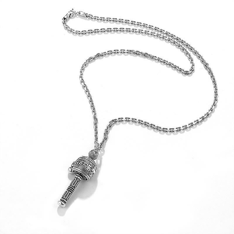 Buddha Stones Tibetan Om Mani Padme Hum Prayer Wheel Lotus Wisdom Rotatable Necklace Pendant - image 5