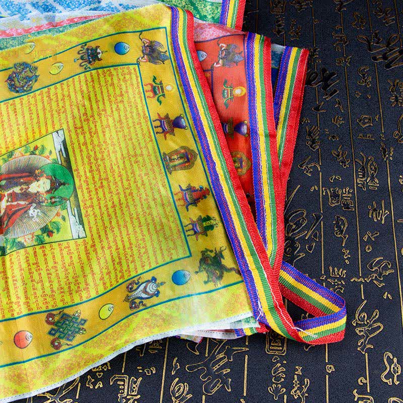Buddha Stones Tibetan 5 Colors Windhorse Buddha Tara Scriptures Healing Auspicious Outdoor Prayer Flag - image 4