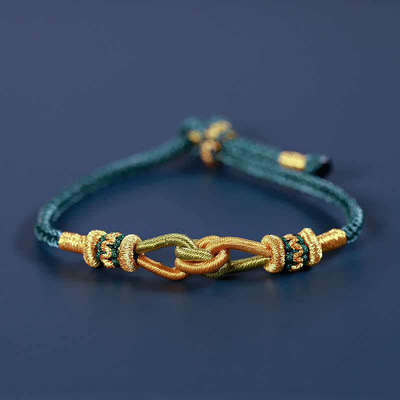 Buddha Stones Handmade Knotting Faith Strength Braid String Bracelet - Green - 18cm - image 8