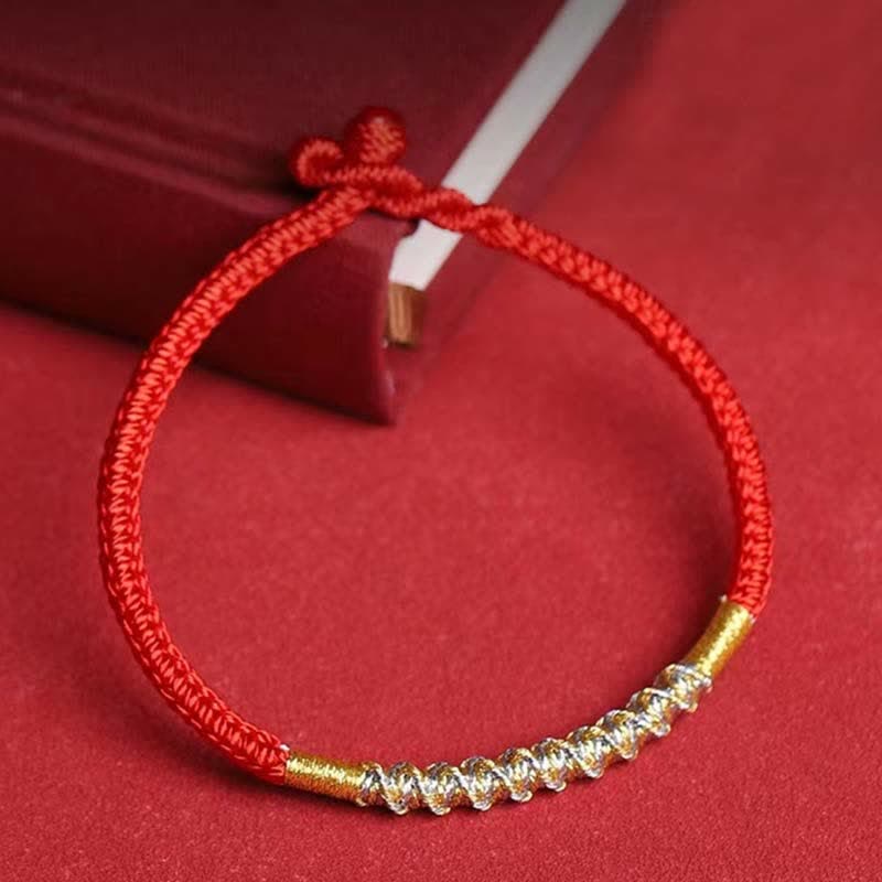 Buddha Stones 925 Sterling Silver Luck Strength Red String Protection Braid Bracelet - Common Buckle - 20cm - image 1