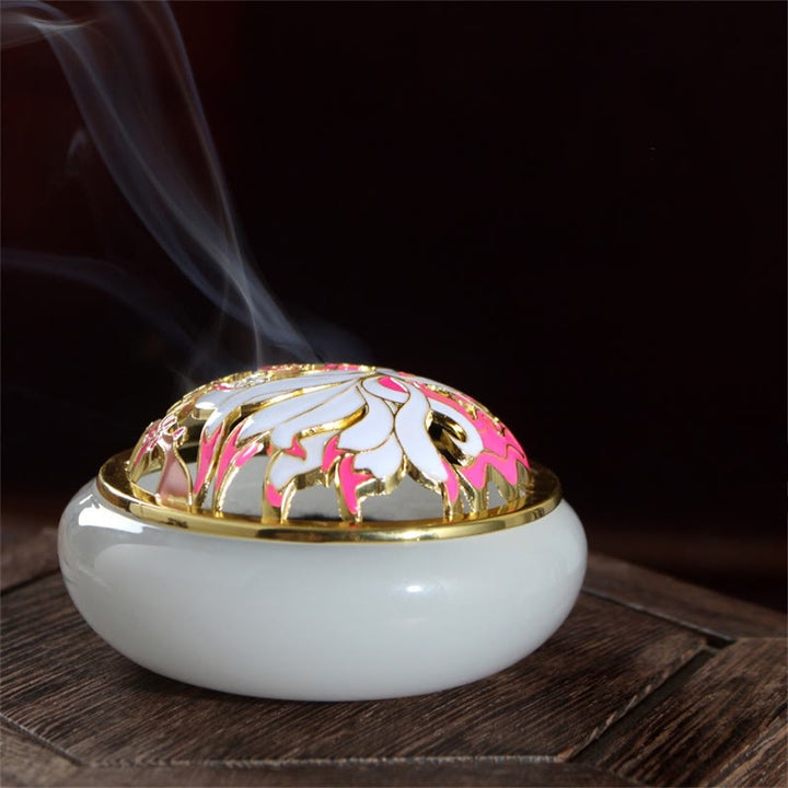 Buddha Stones Nine Tailed Fox Liuli Crystal Healing Meditation Incense Burner - White Nine-Tailed Fox - image 5