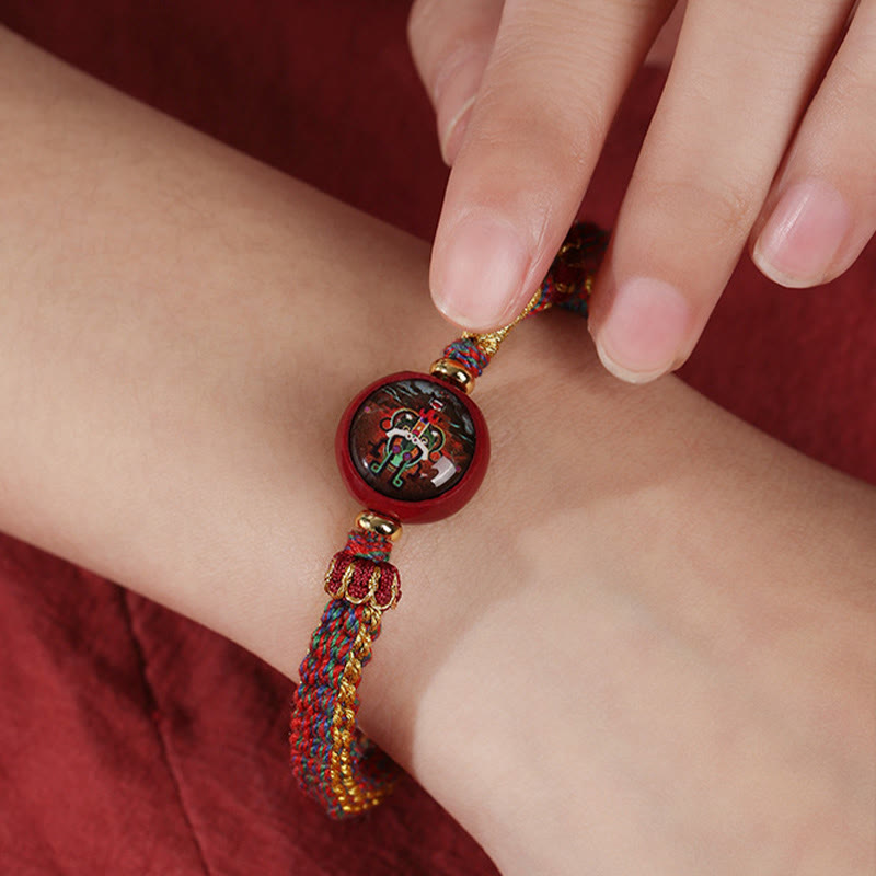Buddha Stones Colorful Rope Cinnabar Thangka Blessing Braided Bracelet - image 9