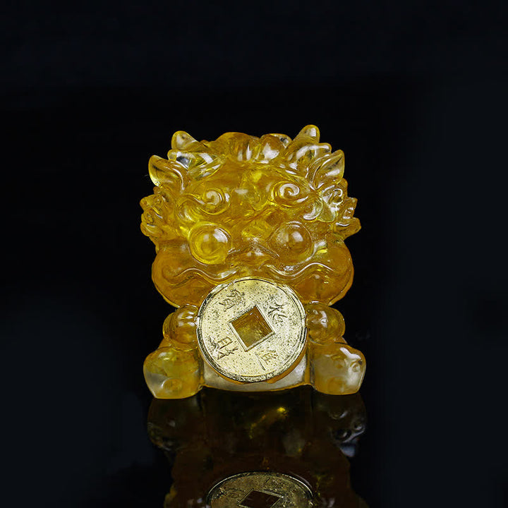 Buddha Stones Handmade Cute PiXiu Gold Coin Crystal Fengshui Energy Wealth Fortune Home Decoration - image 1