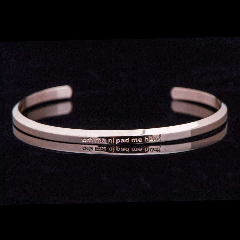 Buddha Stones Six True Words Engraving Titanium Steel Blessing Protection Bracelet - Six True Words - Peachpuff - Large - image 5