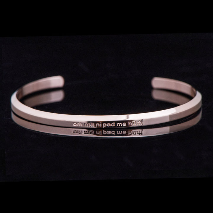 Buddha Stones Six True Words Engraving Titanium Steel Blessing Protection Bracelet - Six True Words - Peachpuff - Large - image 5