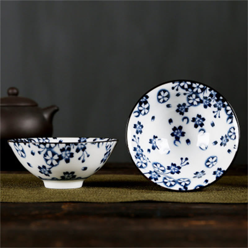 Buddha Stones Flowers Fu Character Mountains Lotus Cherry Blossoms Ceramic Teacup Kung Fu Tea Cup - Dark Blue Cherry Blossoms 8.5cm*4cm*90ml - image 45