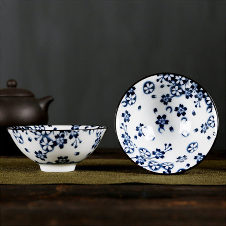 Buddha Stones Flowers Fu Character Mountains Lotus Cherry Blossoms Ceramic Teacup Kung Fu Tea Cup - Dark Blue Cherry Blossoms 8.5cm*4cm*90ml - image 45
