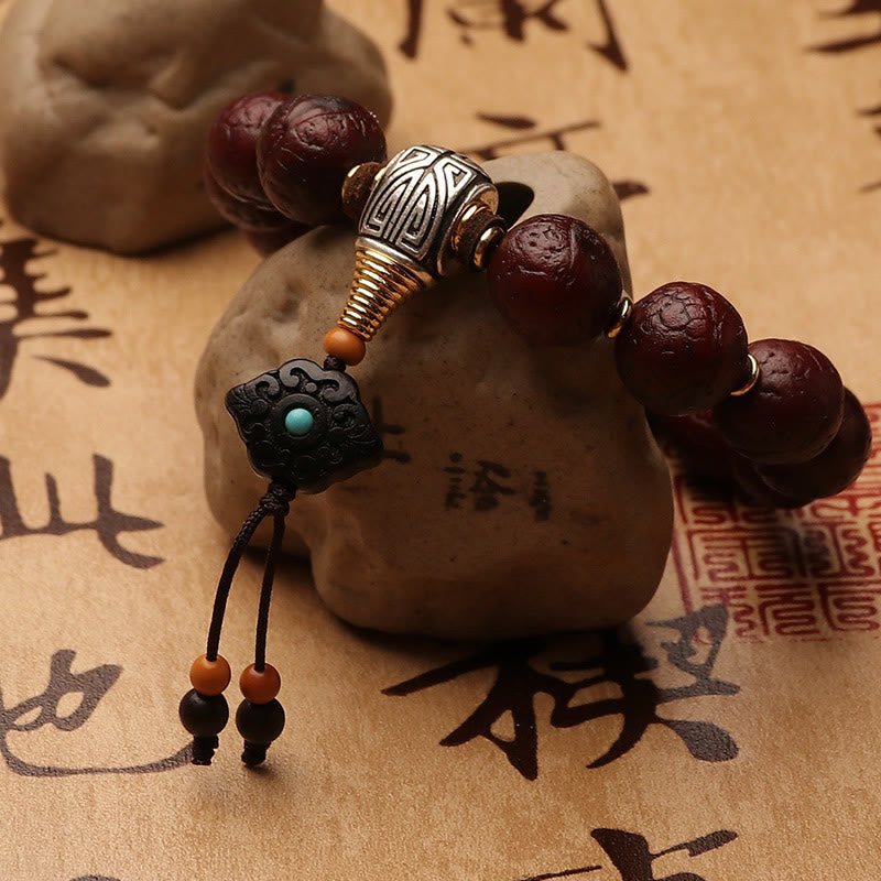 Buddha Stones Tibetan Bodhi Seed Agate Bead Luck Wealth Tassel Charm Wrist Mala - image 2