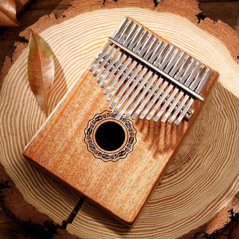Buddha Stones Kalimba 17 Keys Thumb Piano Mahogany Wood Acacia Walnut Portable Finger Piano - 17 Keys Beige(Mahogany Wood) - image 1