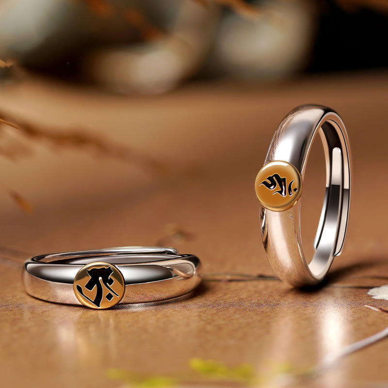 Buddha Stones Tibetan Om Mani Padme Hum Carved Chinese Zodiac Natal Buddha Peace Ring - image 0