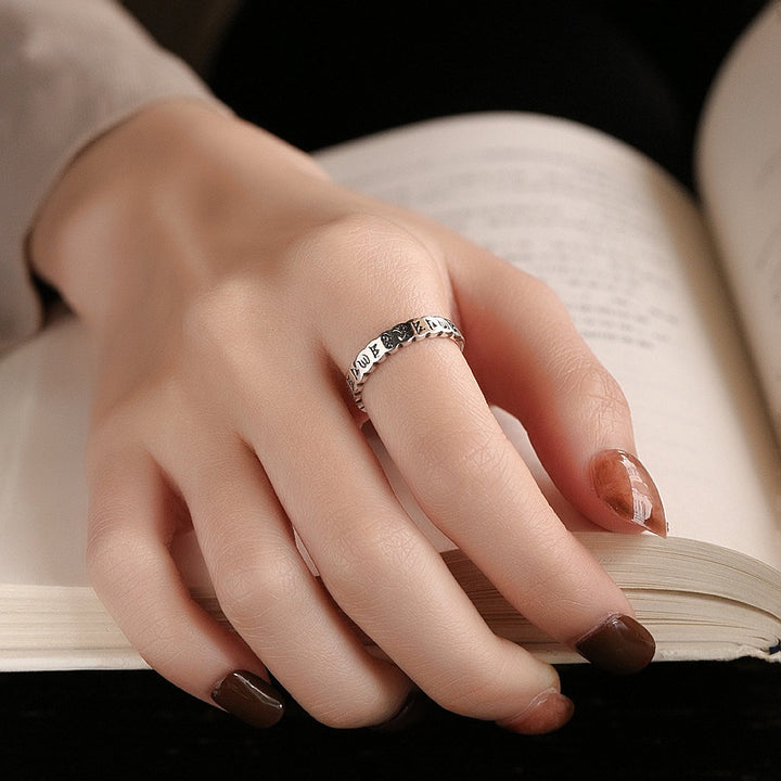 Buddha Stones 925 Sterling Silver Six True Words Calm Wisdom Ring - image 2