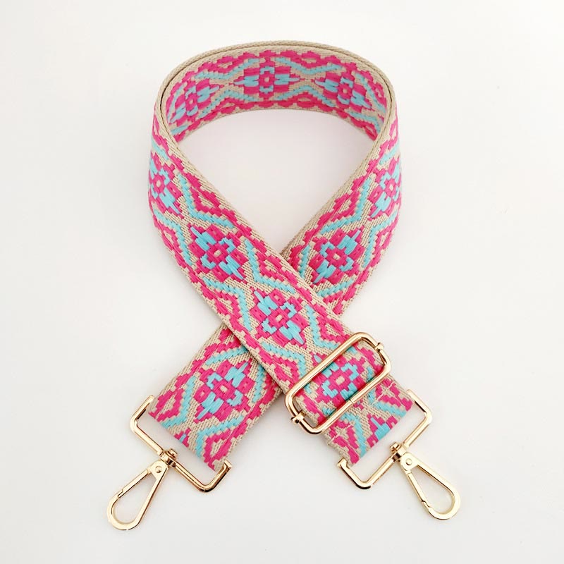 Buddha Stones Multicolor Embroidered Shoulder Bag Straps - Rose Red Light Blue - image 21