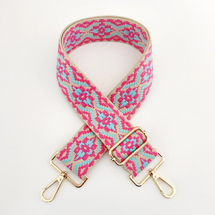 Buddha Stones Multicolor Embroidered Shoulder Bag Straps - Rose Red Light Blue - image 21