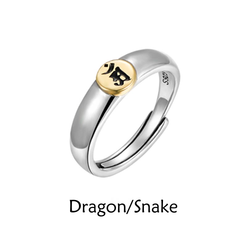 Buddha Stones Tibetan Om Mani Padme Hum Carved Chinese Zodiac Natal Buddha Peace Ring - Dragon/Snake - image 20