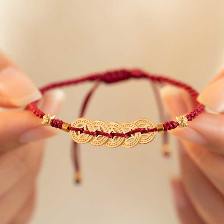 Buddha Stones Copper Coin Fortune Tree Luck Strength Braided Bracelet - image 2