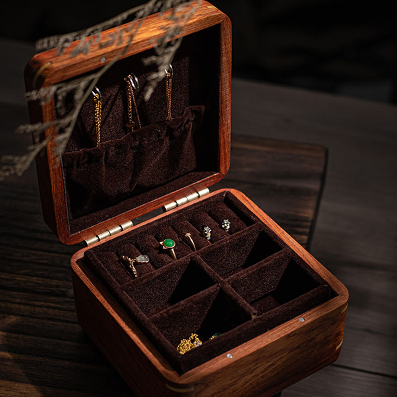 Antique Flower Leaf Handmade Rosewood Jewelry Storage Box Wooden Gift Organizer Box - image 19