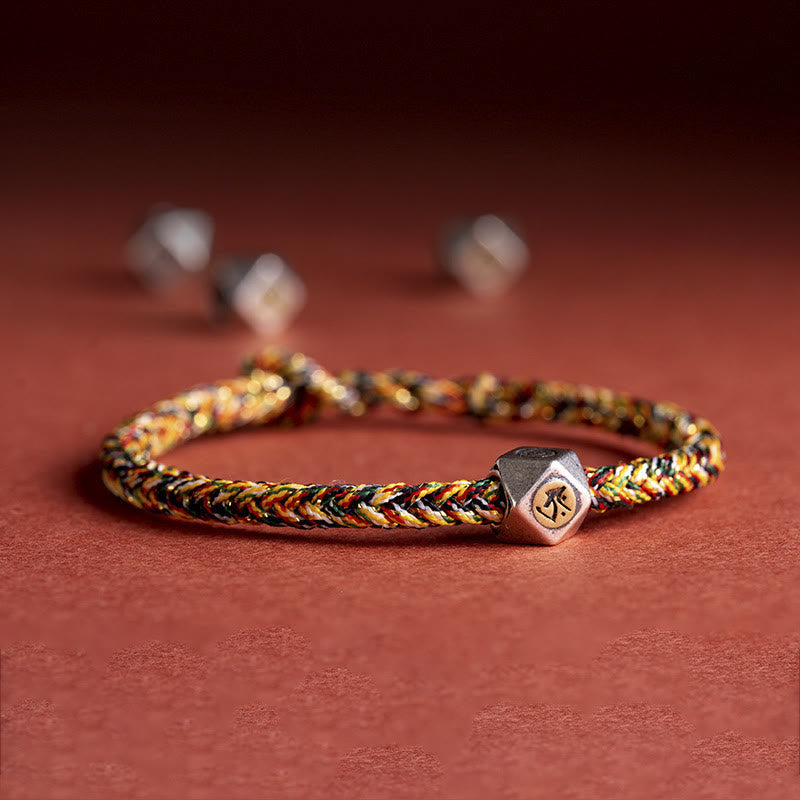 Buddha Stones 925 Sterling Silver Handmade Chinese Zodiac Natal Buddha Luck Protection Braided String Bracelet - Colorful(Wrist Circumference 14-17cm) - Dog/Pig-Amitabha Buddha - image 0