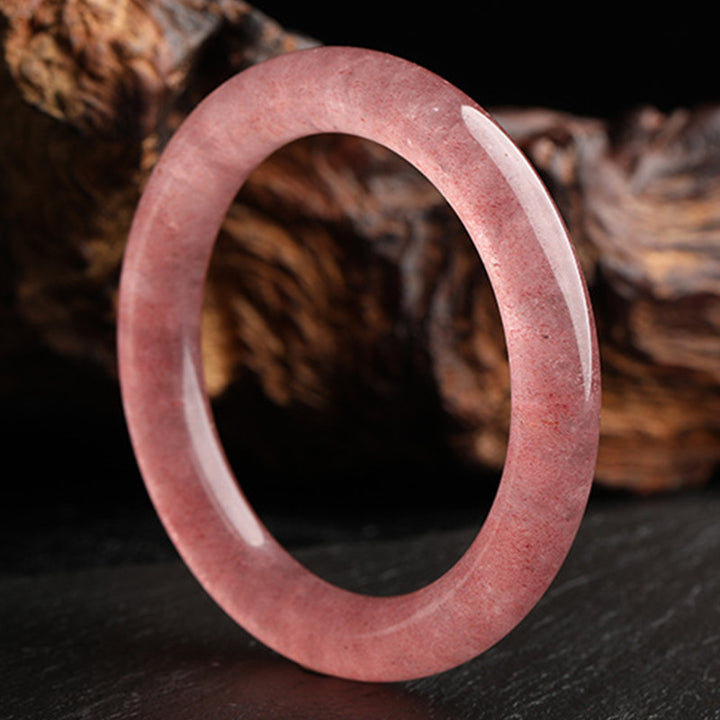 Buddha Stones Natural Strawberry Quartz Love Healing Bracelet Bangle - image 3