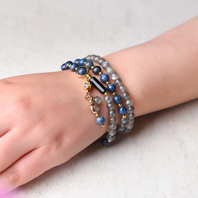 Buddha Stones Moonstone Lazurite Calm Healing Positive Bracelet - image 10