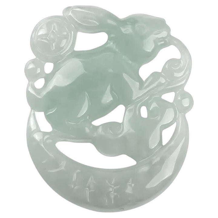Year of the Rabbit White Jade Crescent Moon Protection Necklace Pendant - image 7
