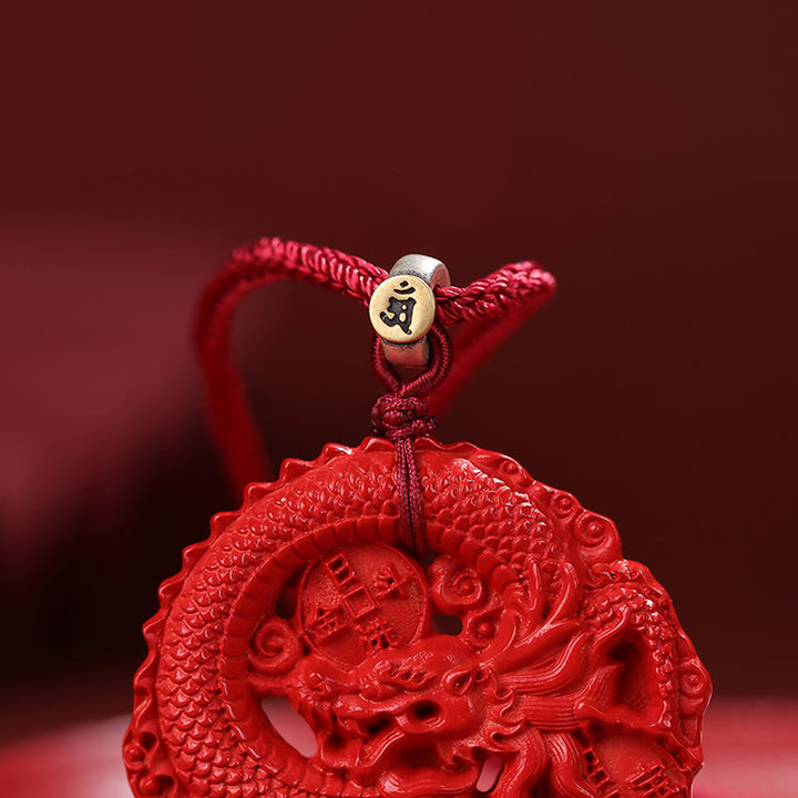 Buddha Stones Year of the Dragon 925 Sterling Silver Natural Cinnabar Copper Coin Luck Necklace Pendant - image 6