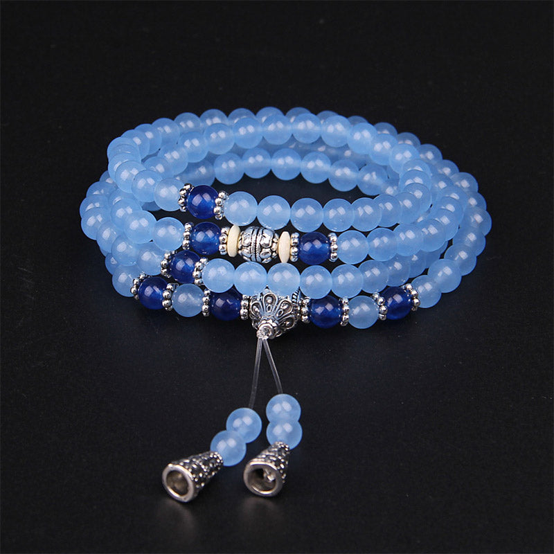 Buddha Stones 108 Beads Blue Crystal Healing Bracelet Mala - 6mm Blue Crystal - image 0