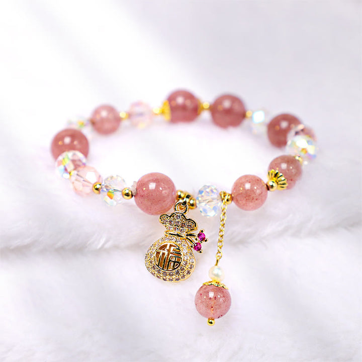 Buddha Stones "Wishing Love and Sweet Blessings"Strawberry Quartz Bracelet Includes Gift Message Card - image 13