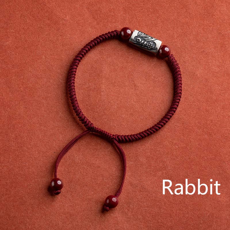 Buddha Stones 925 Sterling Silver 12 Chinese Zodiac Cinnabar String Bracelet - Rabbit(Wrist Circumference 14-18cm) - image 16