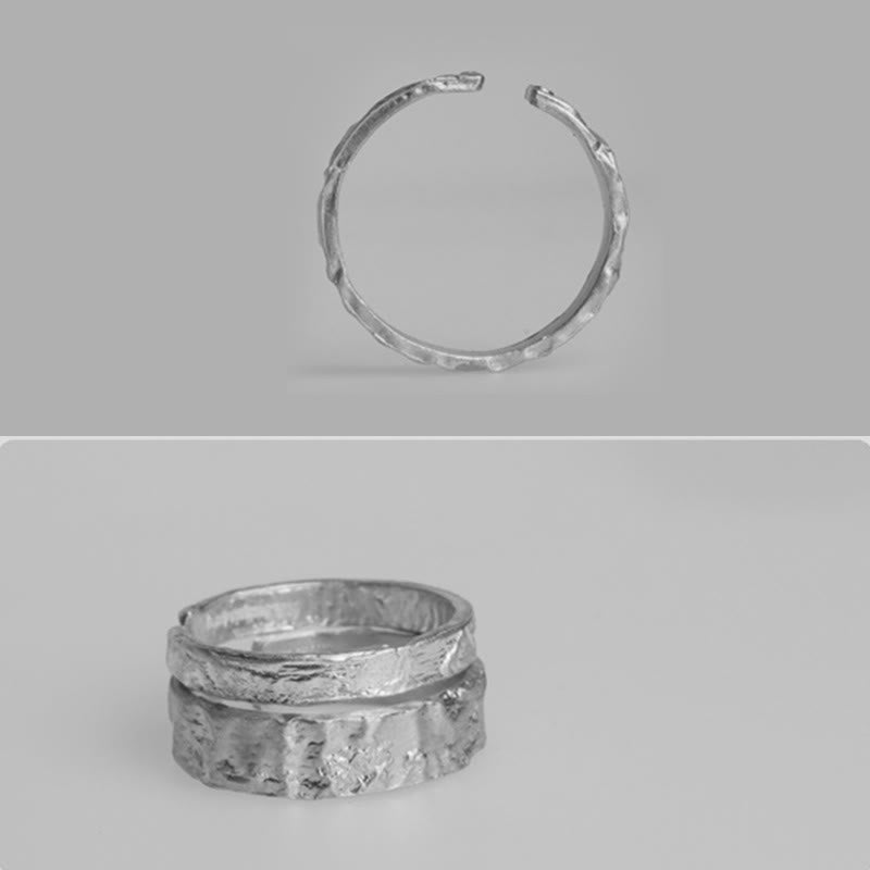 Buddha Stones 925 Sterling Silver Simple Design Blessing Couple Ring - image 13