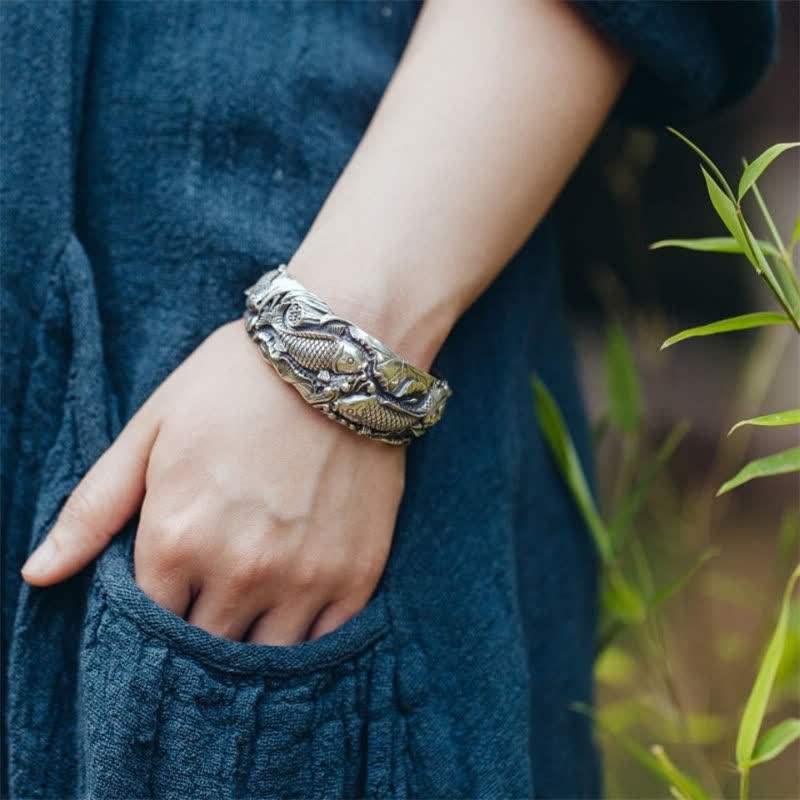 Buddha Stones Buddha Stones Koi Fish Lotus Luck Wealth Bracelet Bangle - image 5